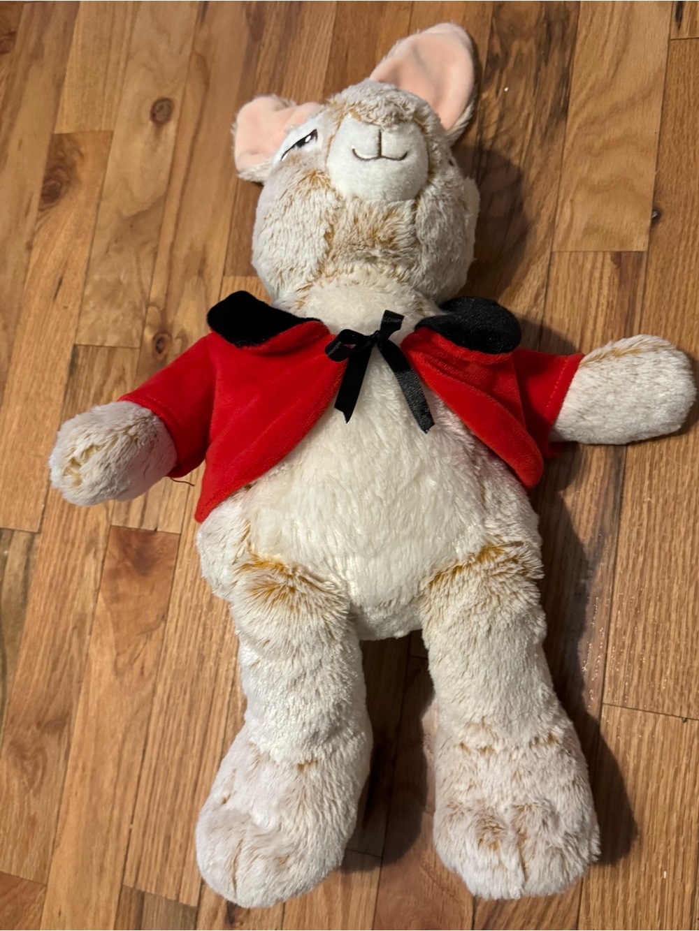 Plush Petter Rabbit Costume Toy with Red Velvet Jacket